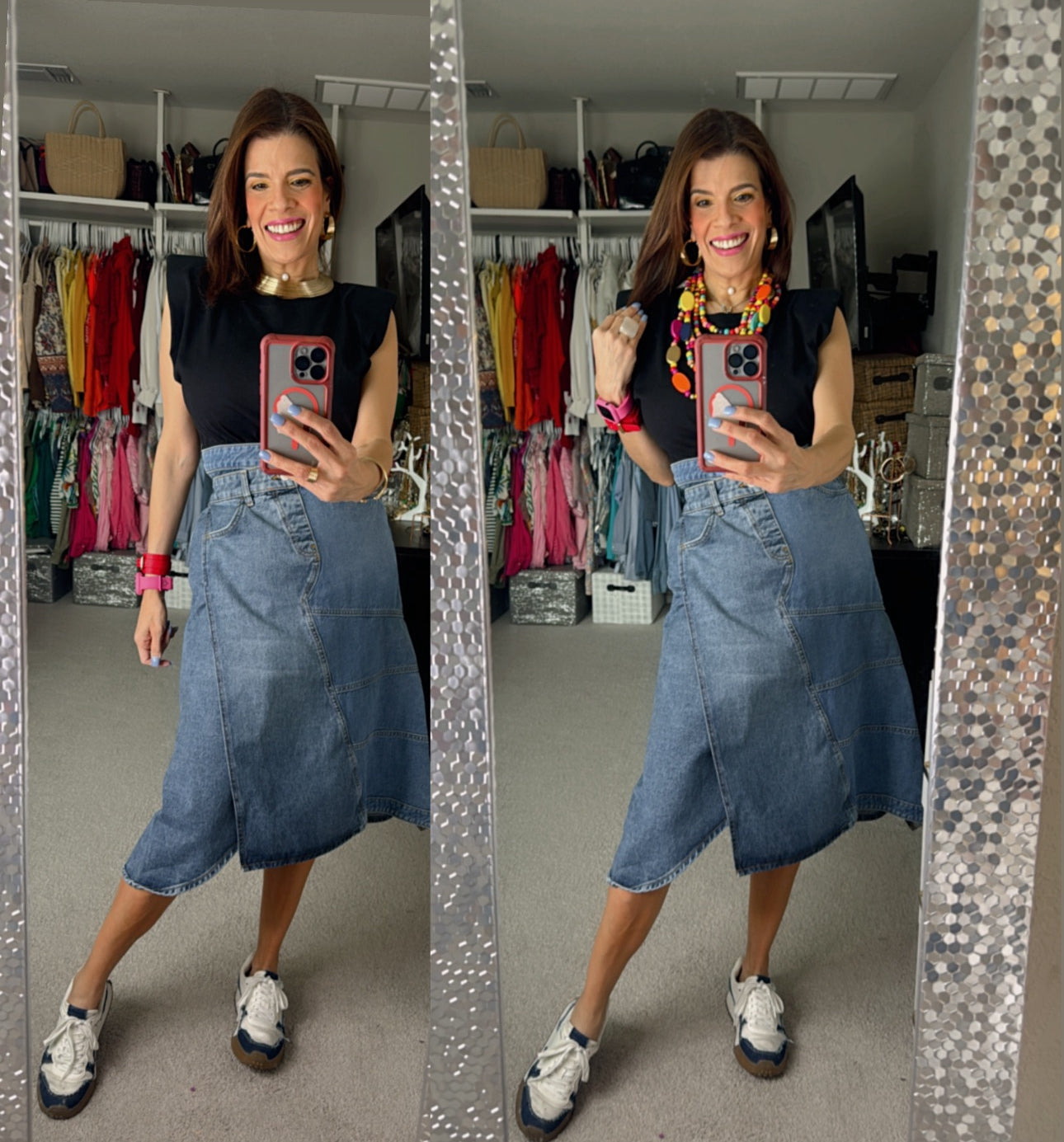 ⚫⚪🌈 Esencia Dual: básicos atemporales con accesorios vibrantes que equilibran lo clásico y lo audaz