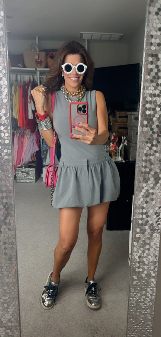 Vestido Gris Globo